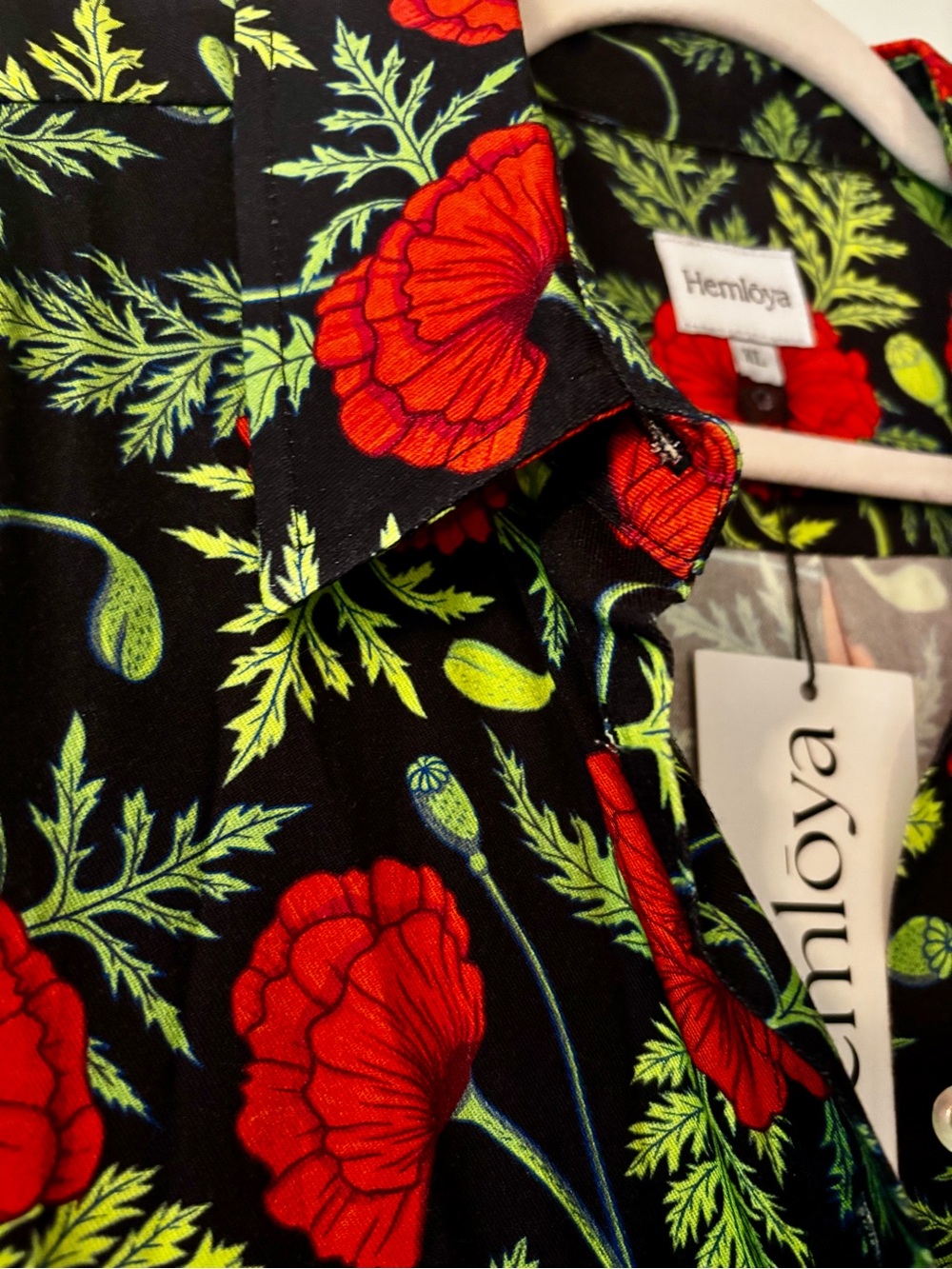 Hemloya Zaha Midi Shirt Dress in Orange Poppy Print - Picture 6 of 11